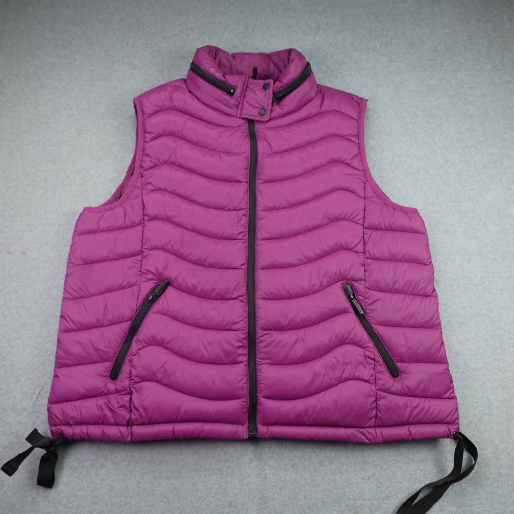 Bernardo Vest Womens XL Purple Puffer Quilted Full Zip EcoPlume Outdoor